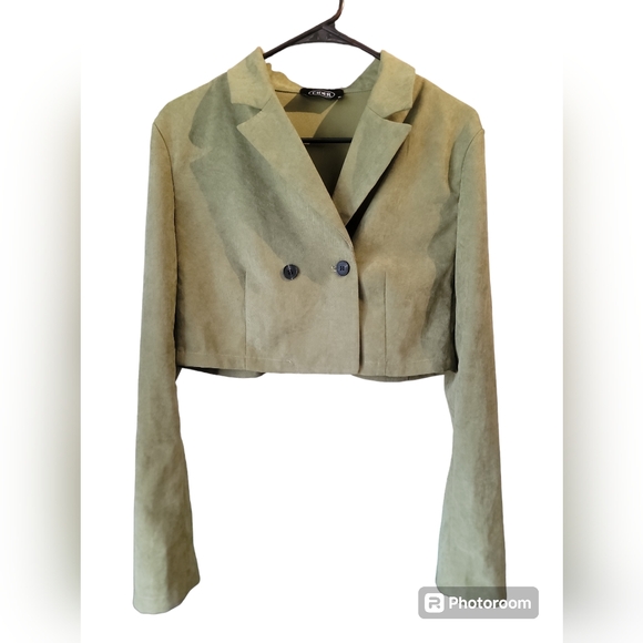 Cider Solid Green Cropped Jacket Size M - Picture 2 of 8
